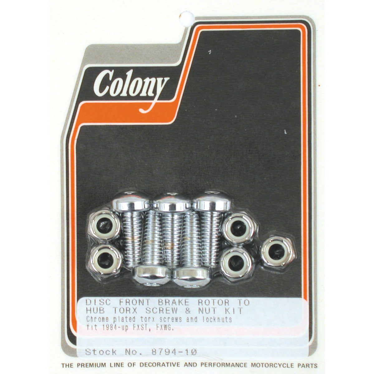 Colony brake rotor bolt & nut kit - Flat torx