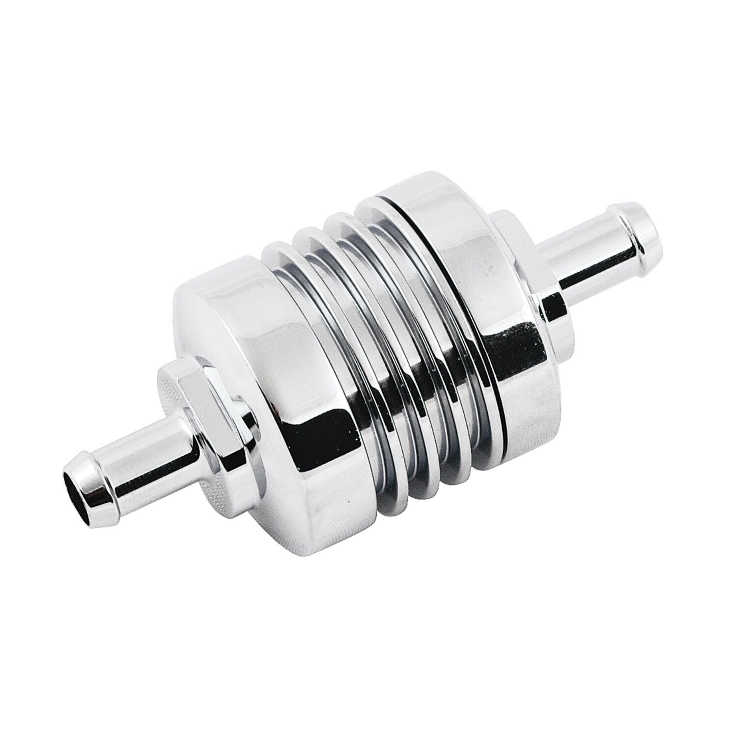 MCS Fuel filter ribbed for 5/16" fuel hose - Chrome