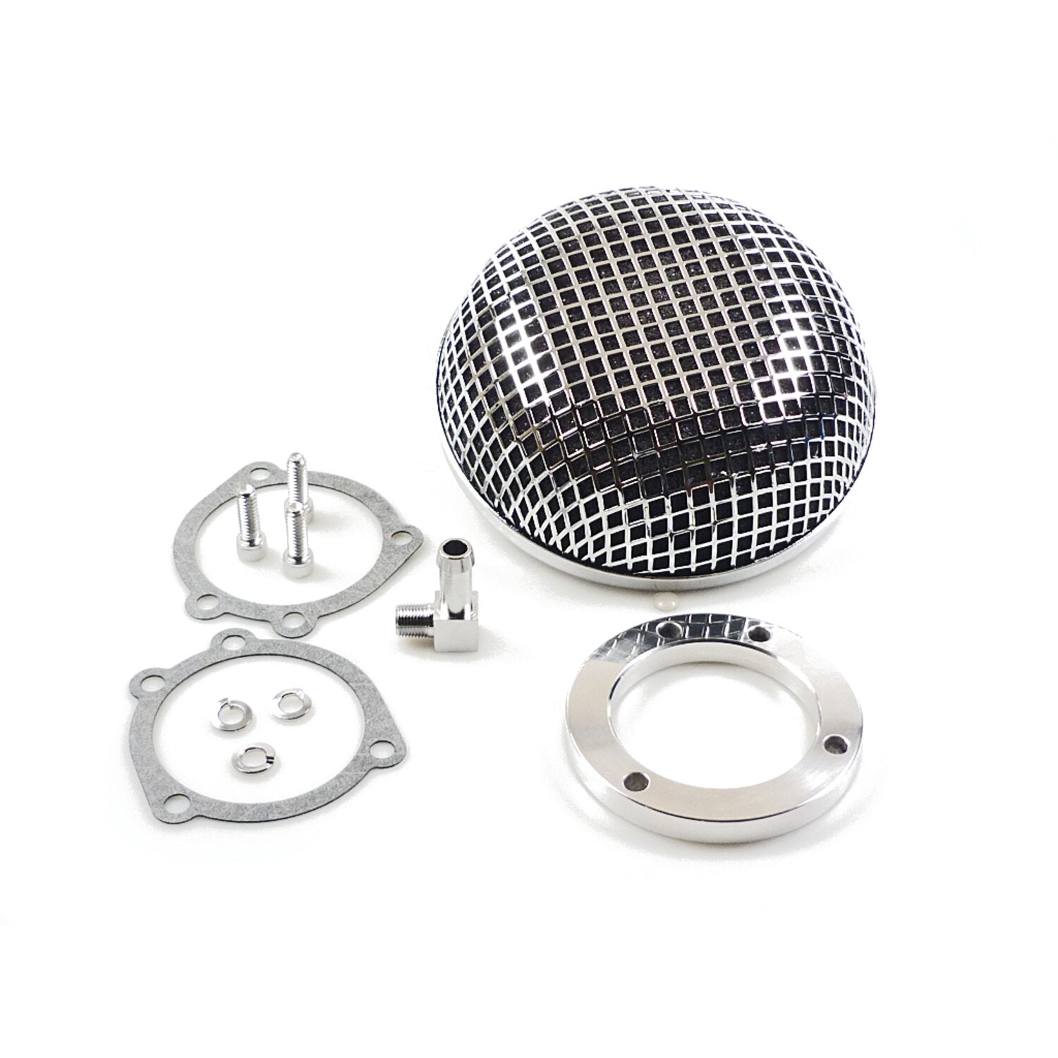 MCS Breather style air cleaner assembly round - Chrome
