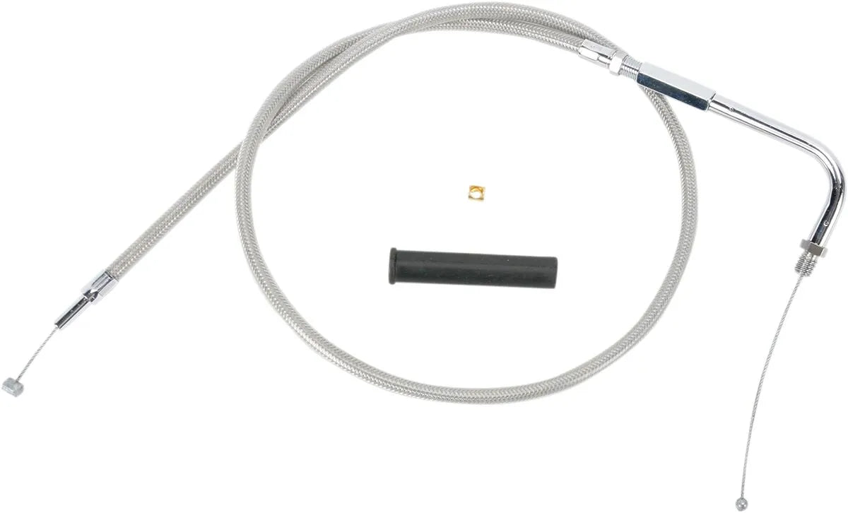 DRAG SPECIALTIES Stainless Braided Throttle Cable 90° Elbow