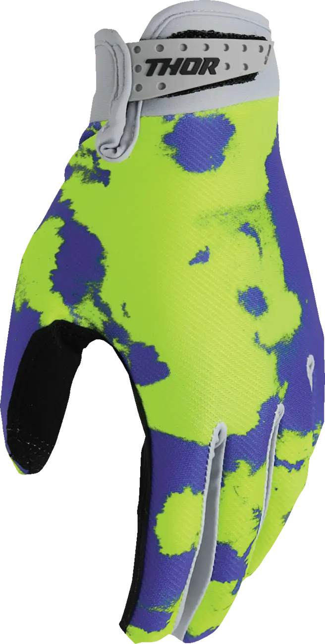 Thor Youth Launchmode Bleach Gloves - Gray/Acid
