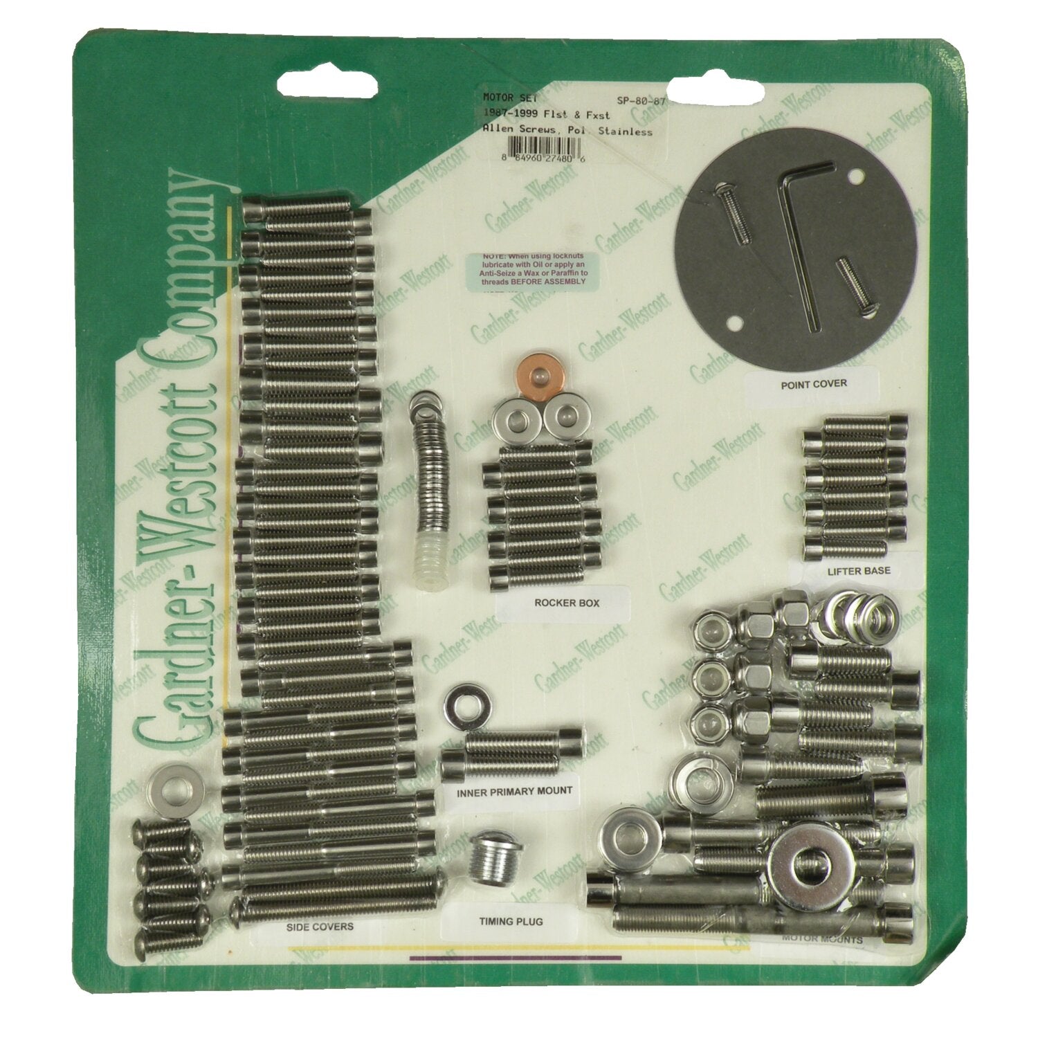 Gardner-Westcott Motor screw set polished ss allen