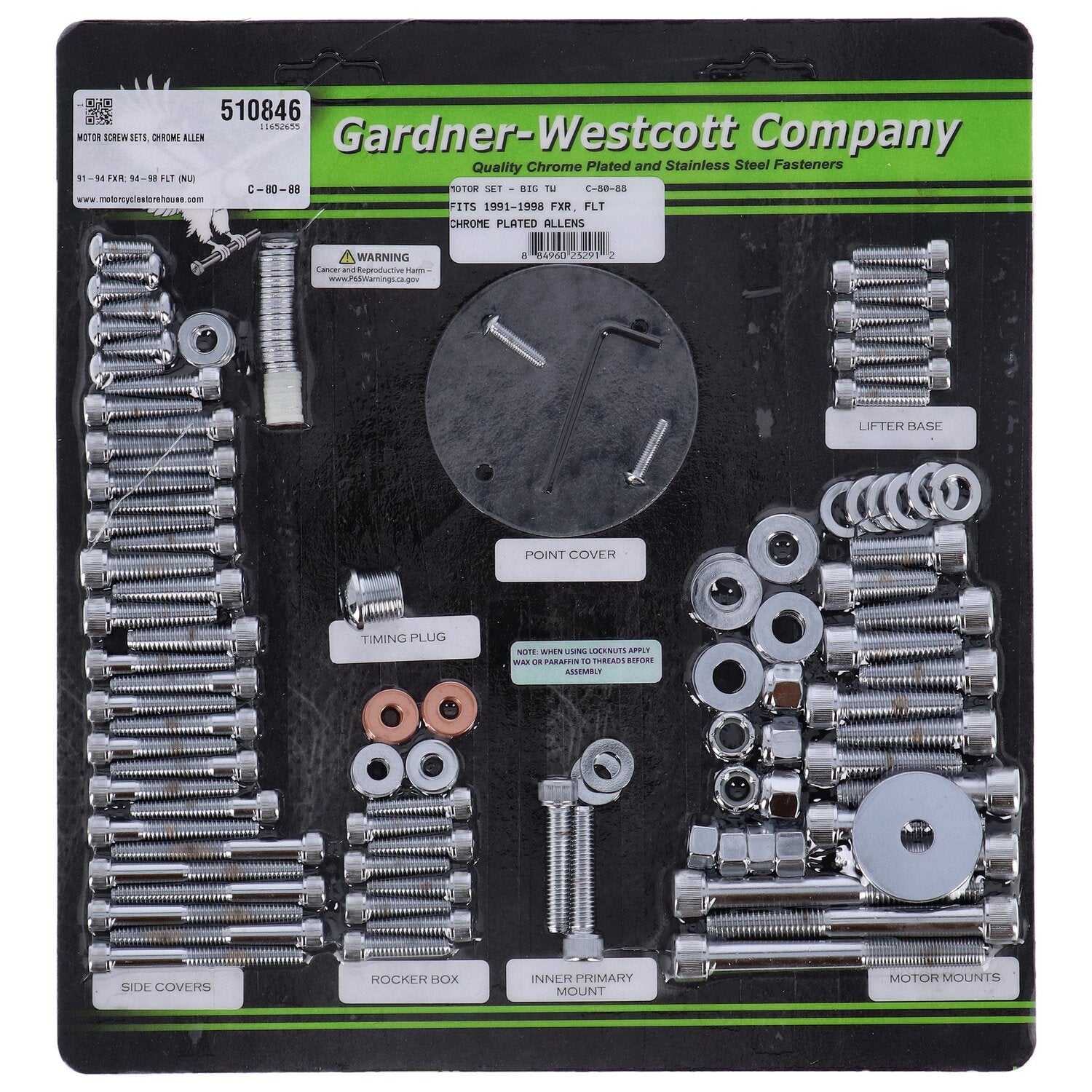 Gardner-Westcott Motor screw sets chrome allen