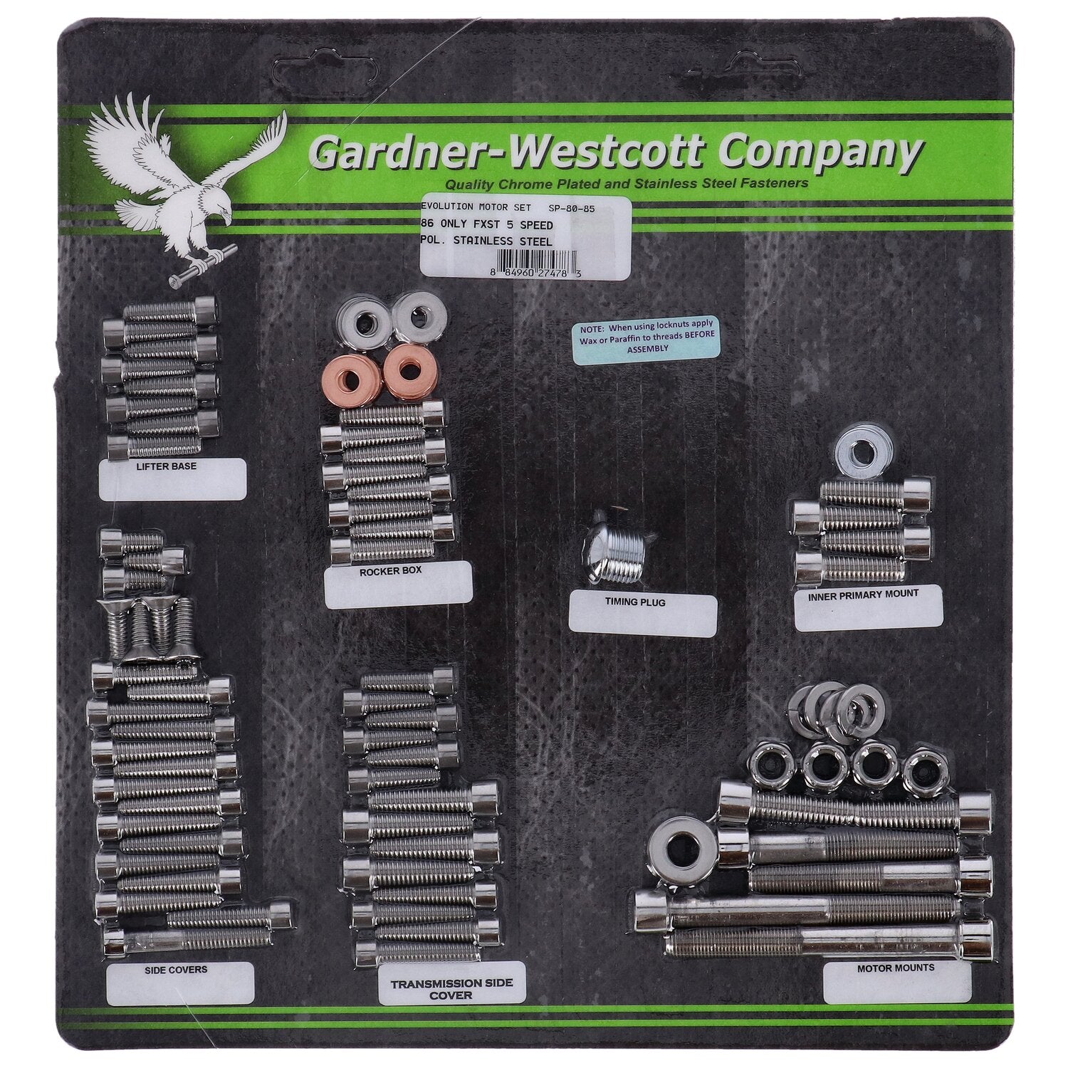 Gardner-Westcott Motor screw set polished ss allen