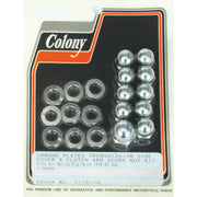 Colony transmission side cover screw kit - Chrome Acorn