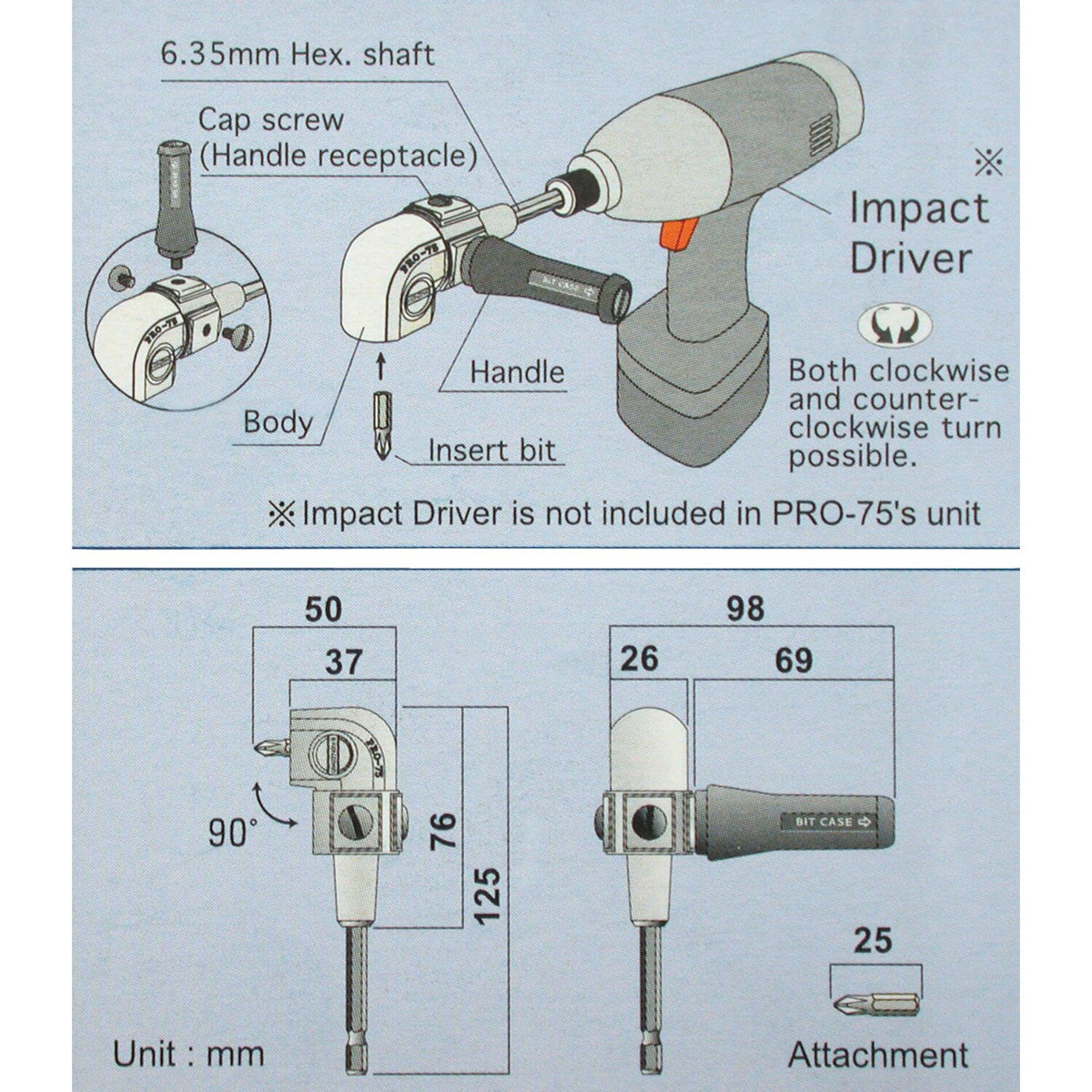 Tengtools Pro-75 L-Drive for electric drill