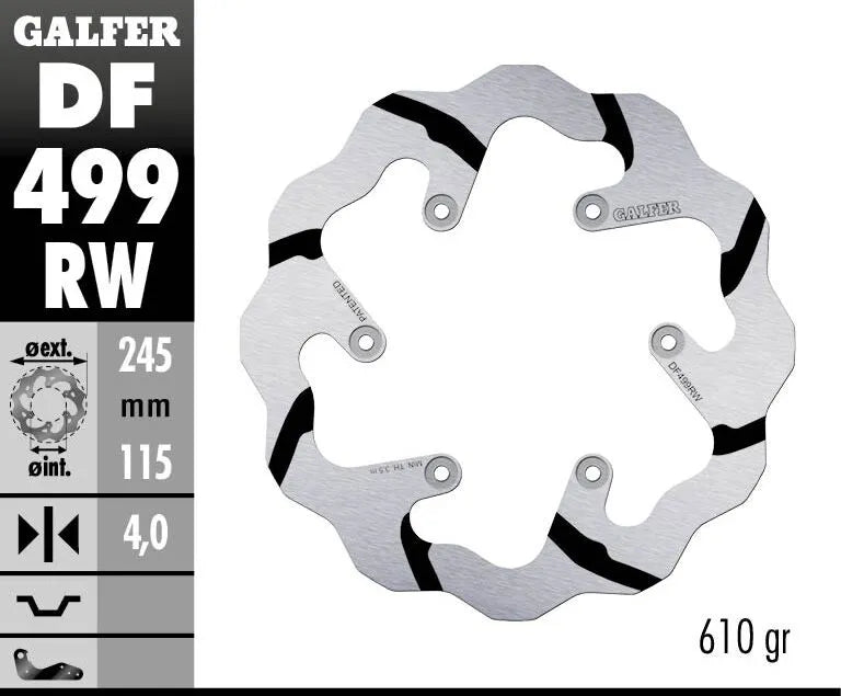 Galfer Fixed Wave Grooved Brake Rotor - Rear