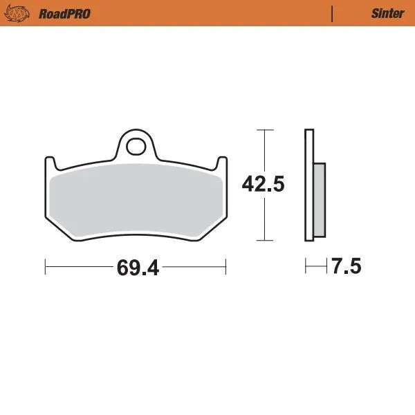 Moto-master Roadpro Sinter Brake Pad Rear - Rear