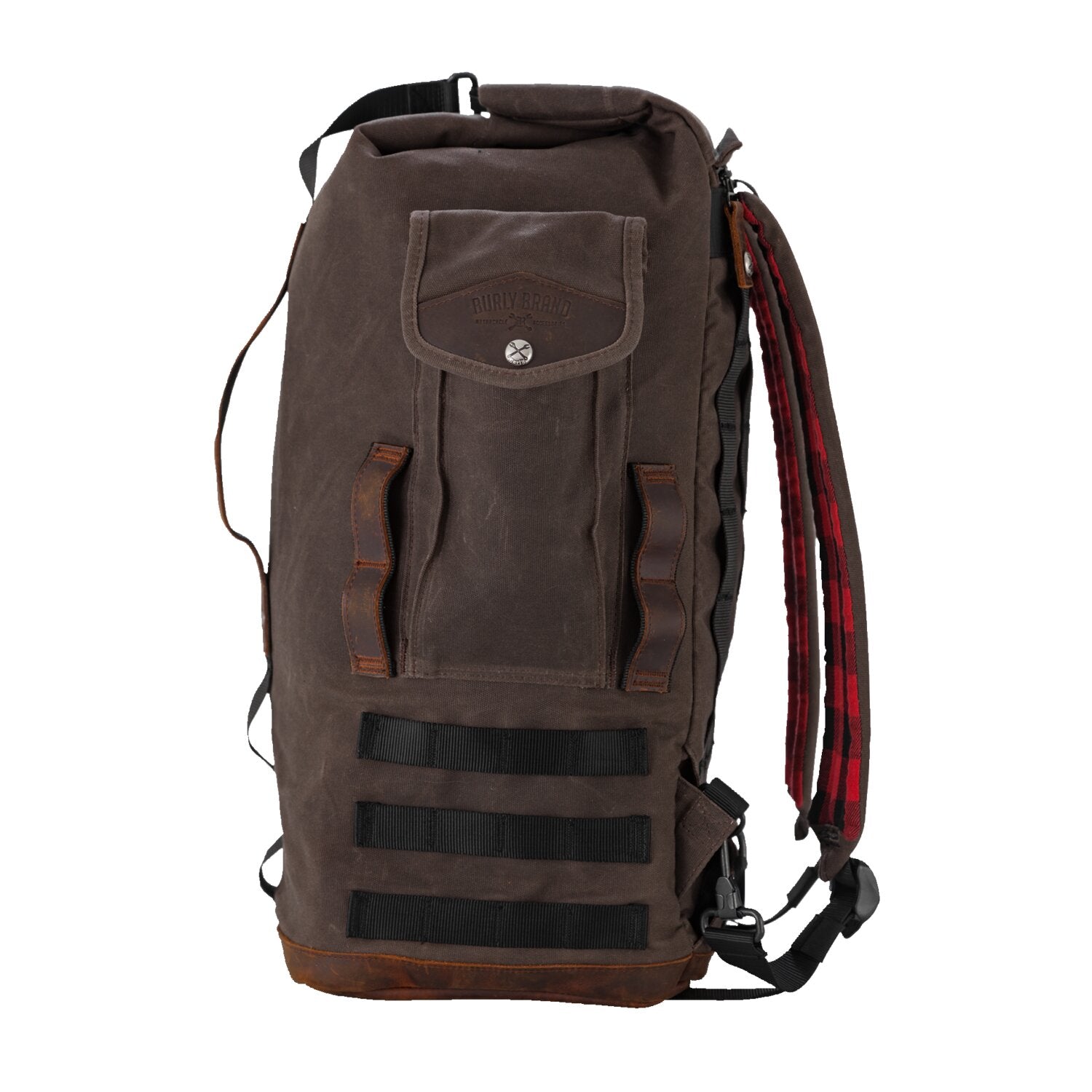 Burly Voyager sissy bar backpack dark oak