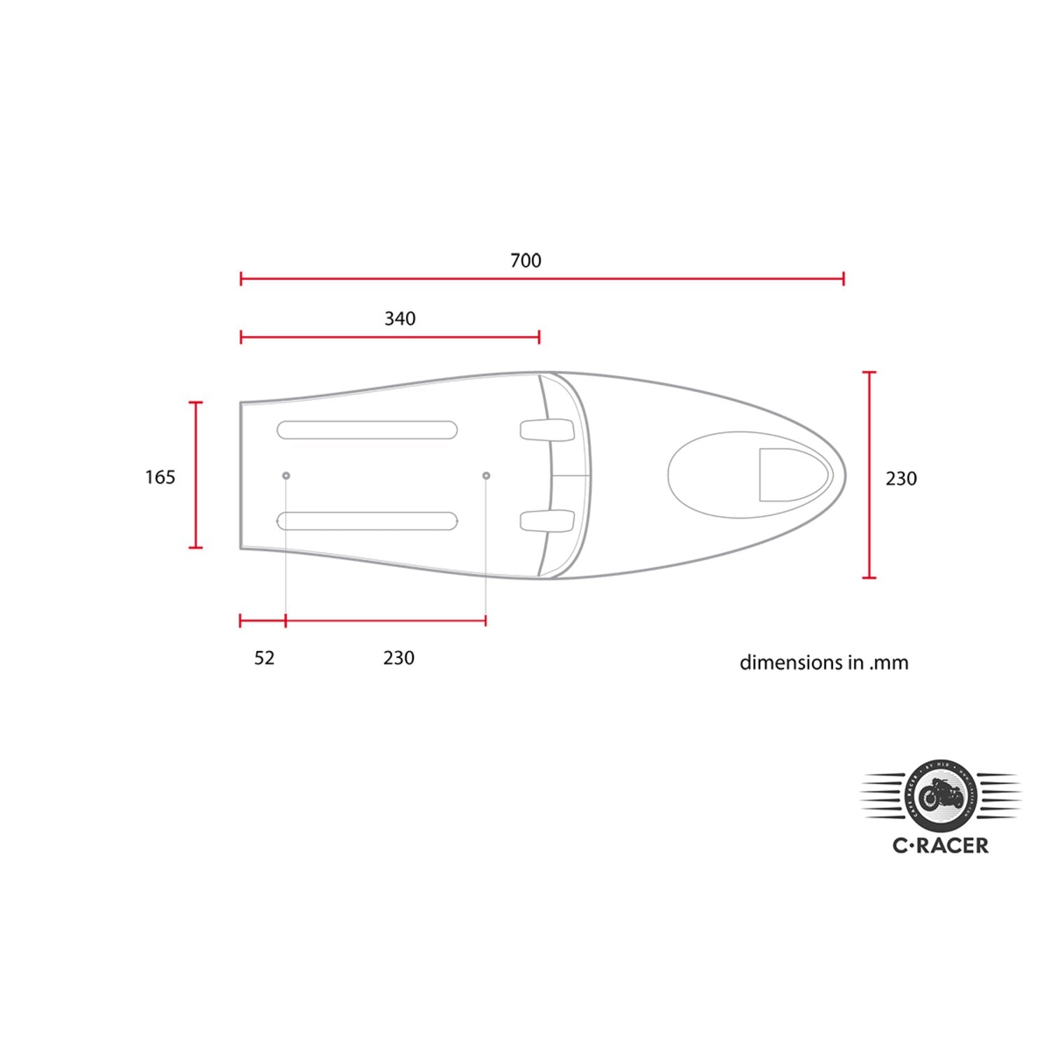 C-Racer universal Long Classic B seat black