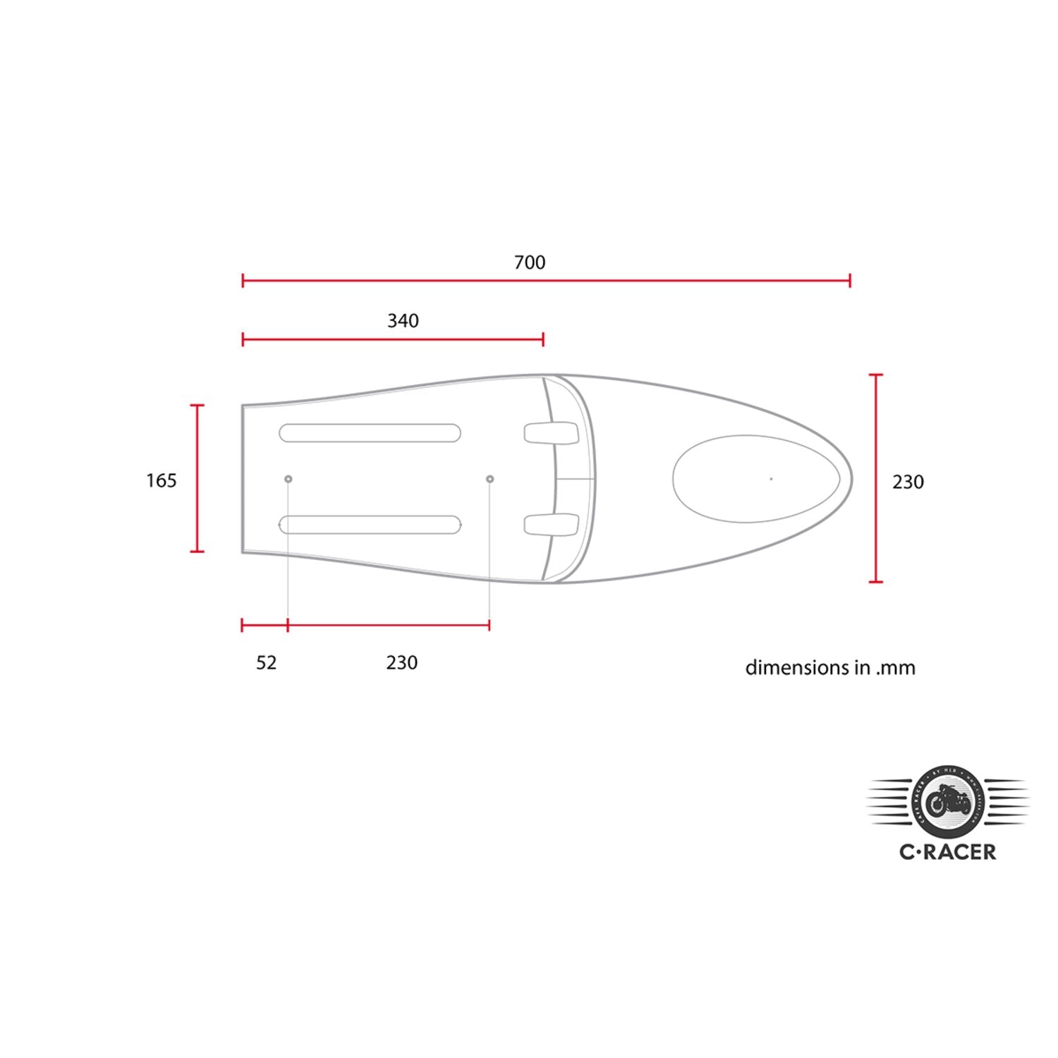 C-Racer universal Long Classic C seat dark brown