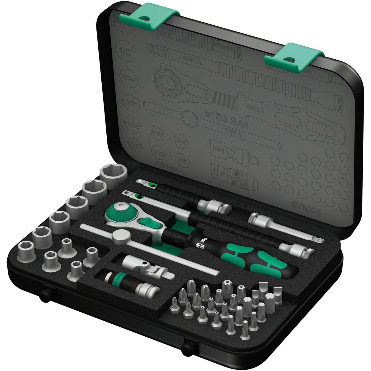 Wera 8100 SA 4 Zyklop Speed Ratchet kit 1/4" drive-US sizes
