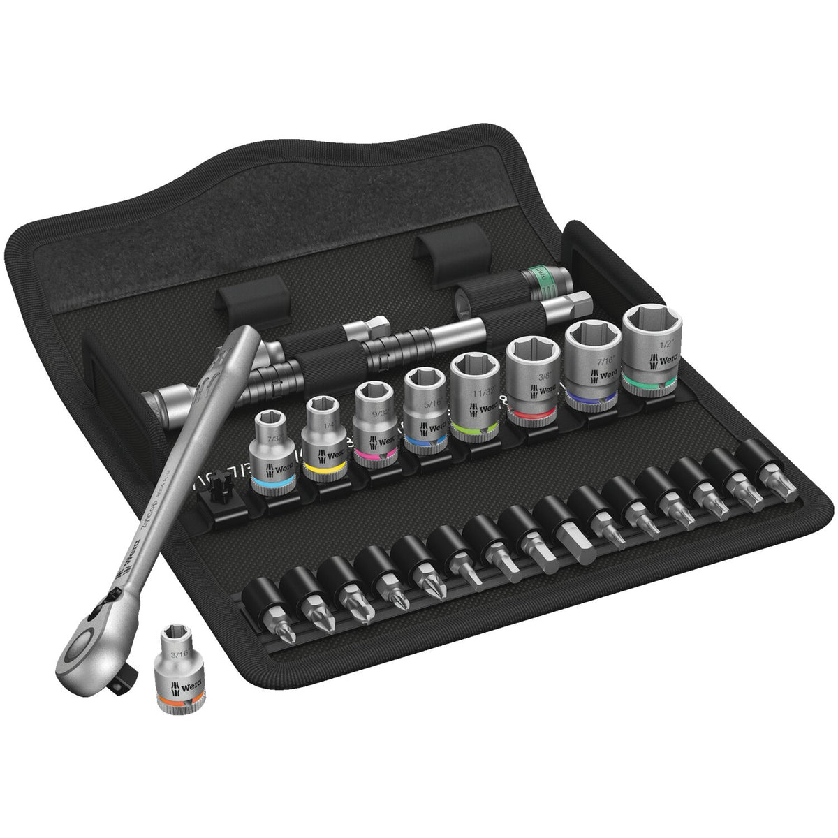 Wera Zyklop ratchet switch kit 28 pcs - 1/4" drive - US Sizes