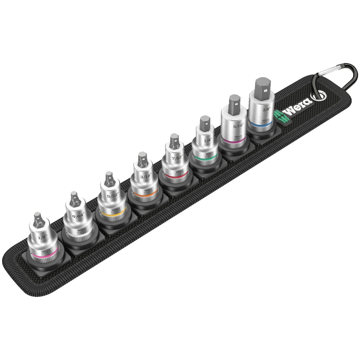Wera socket belt with 3/8" drive Hex socket bits - US sizes