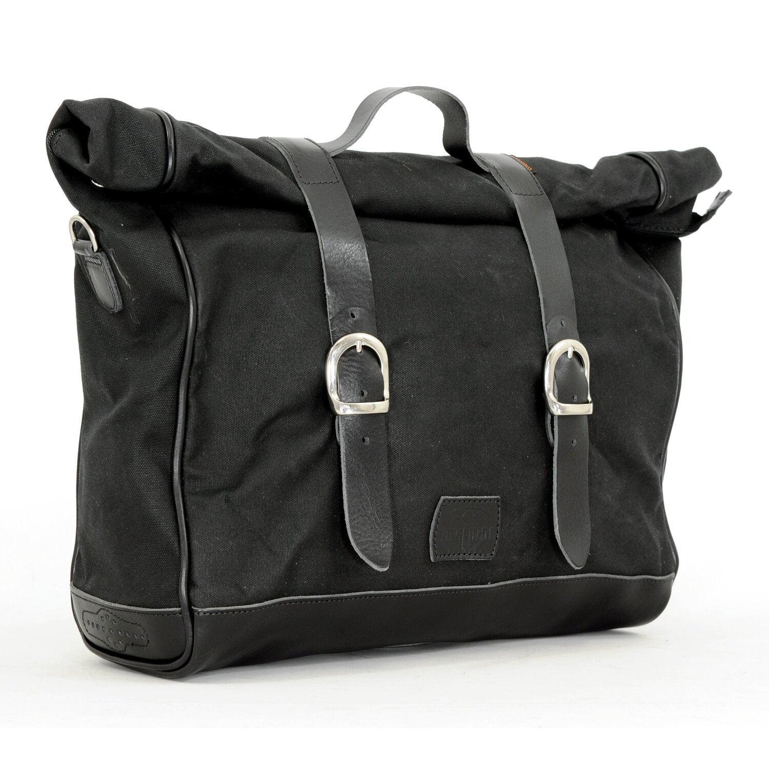 Longride 'Old Chopper' waxed cotton saddlebag - Black