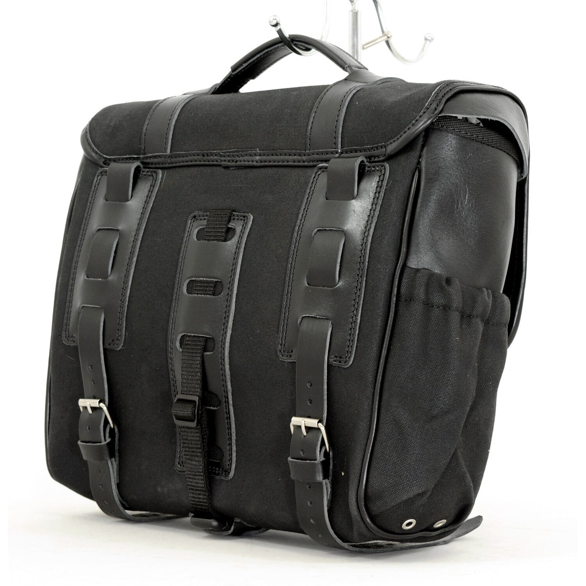 Longride 'Classic'' waxed cotton saddlebag - Black
