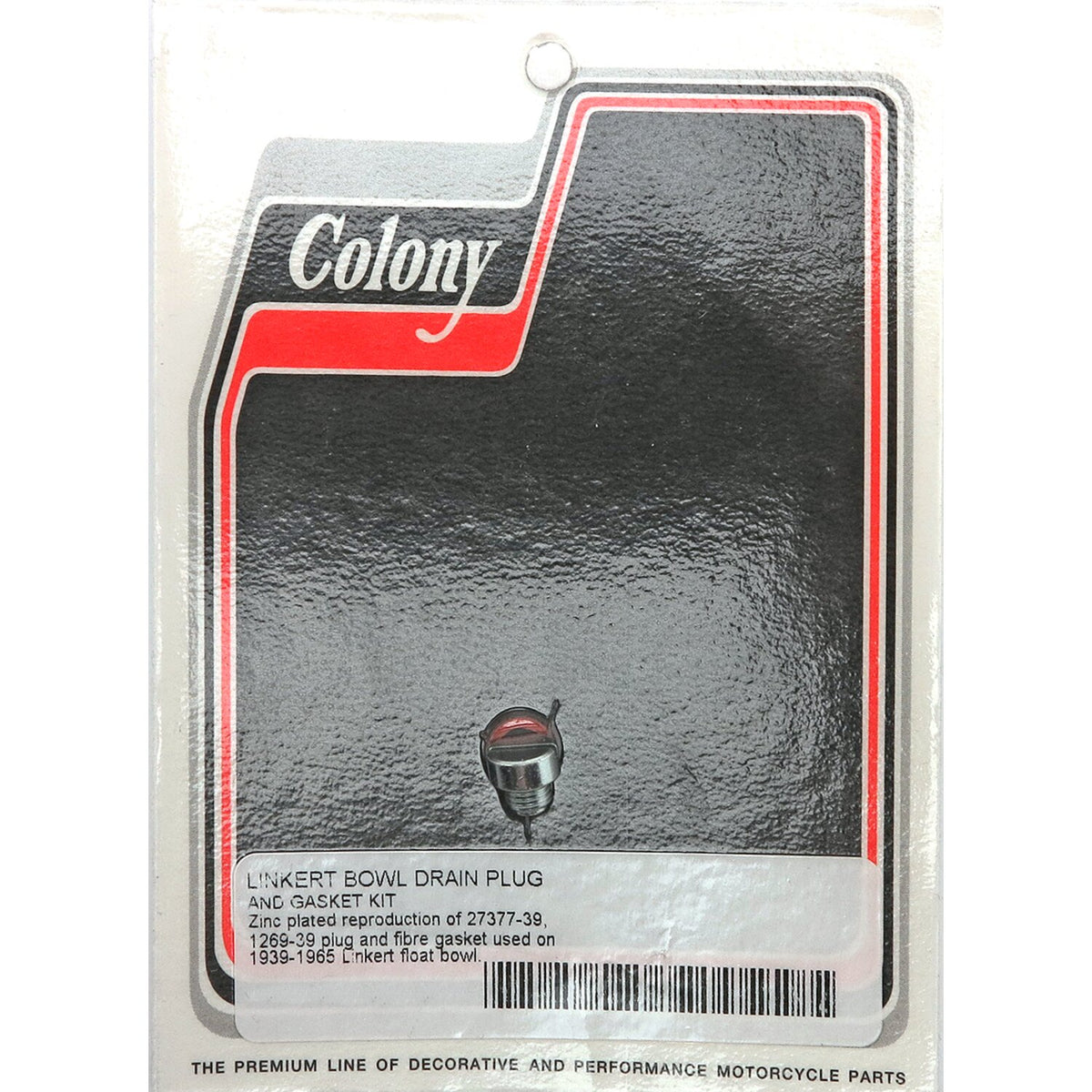 Colony Linkert float bowl drain plug and gasket kit