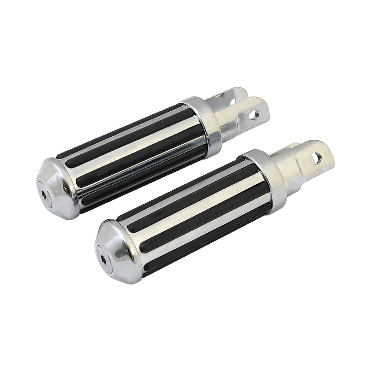 MCS Rail foot pegs small diameter - Chrome w/rubber inlays