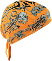 Zan Headgear Flydanna Head Wrap Orange Tribal Skull