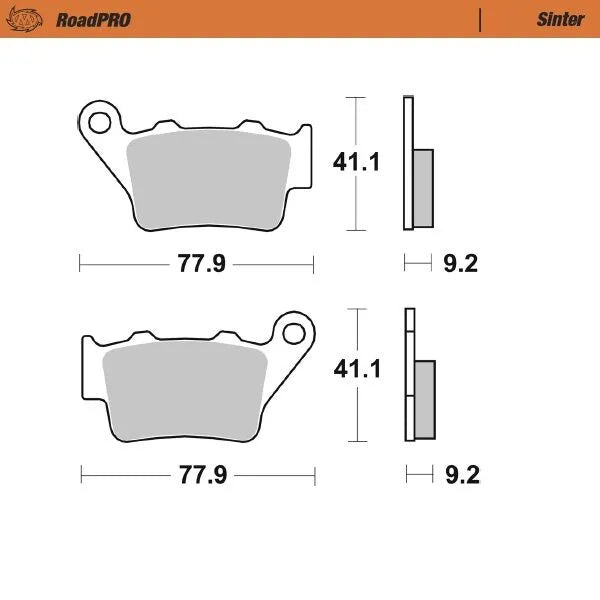 Moto-master Roadpro Sinter Scooter Brake Pads - Rear