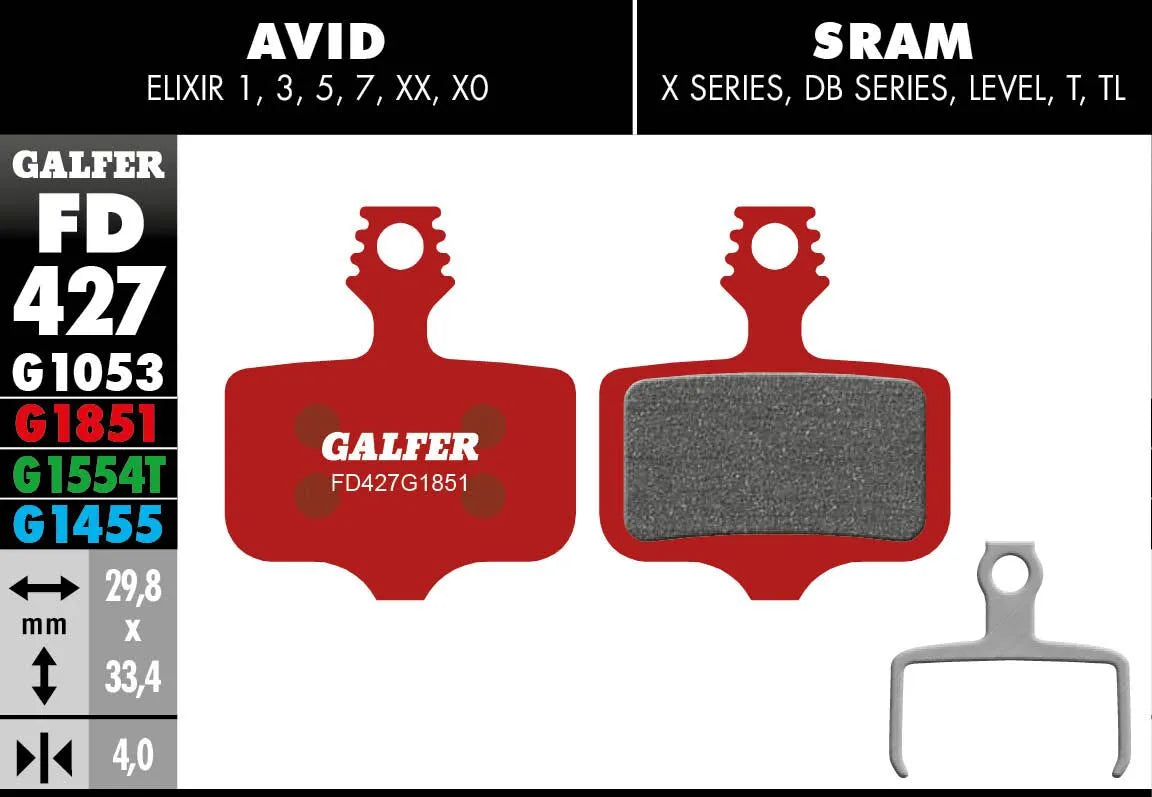 Galfer G1851 Advanced Semi-Metallic Bicycle Brake Pads