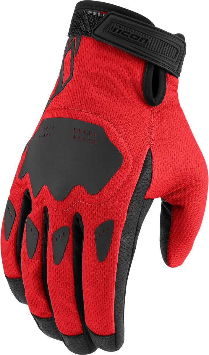 Icon Hooligan Ce Gloves For Sport Riding - Black/Red