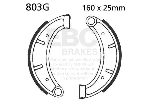 Ebc Organic Brake Shoe Set 160mm - Front