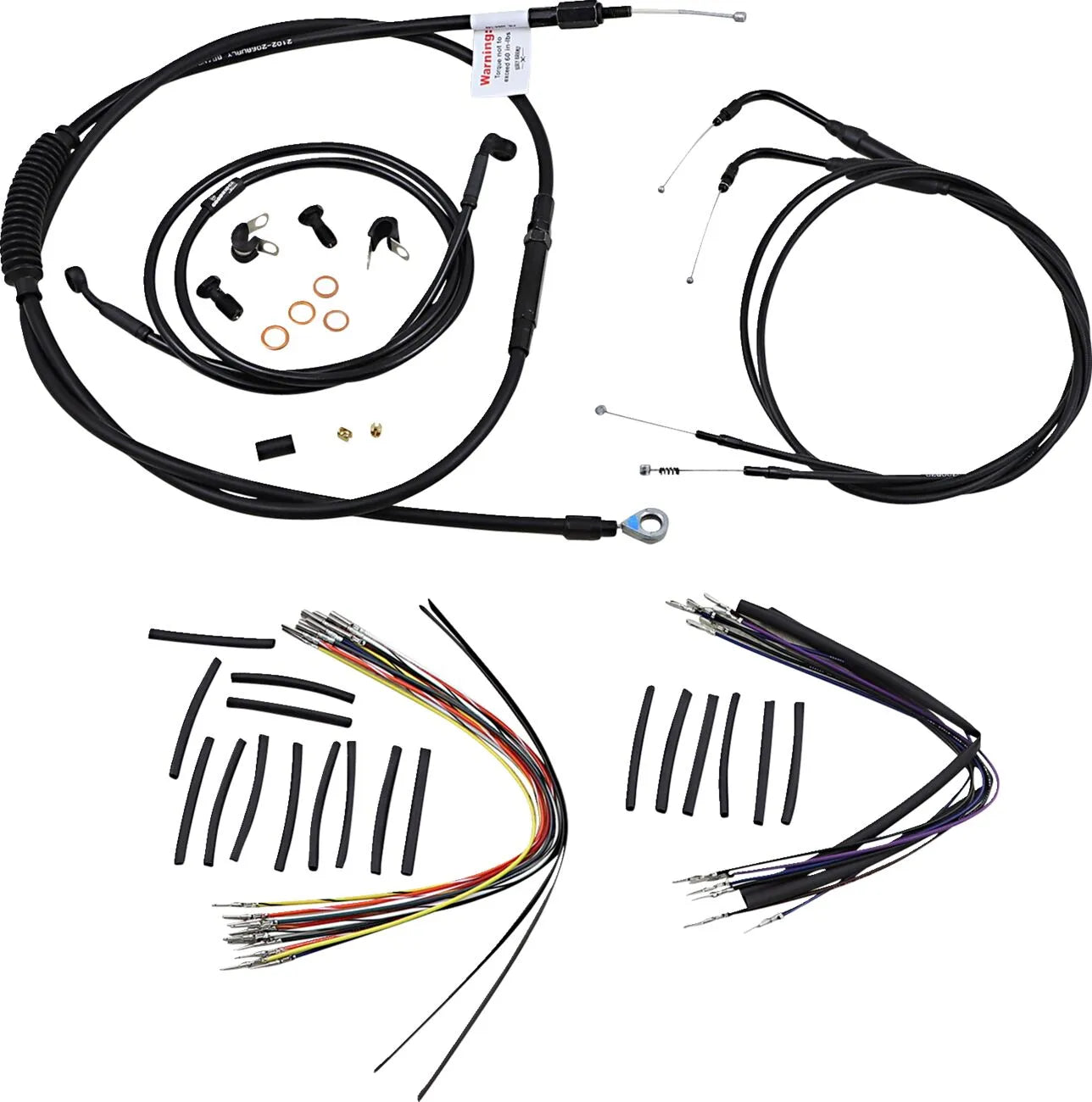 Burly Brand Complete Black Vinyl Cable Kit for Ape Hangers