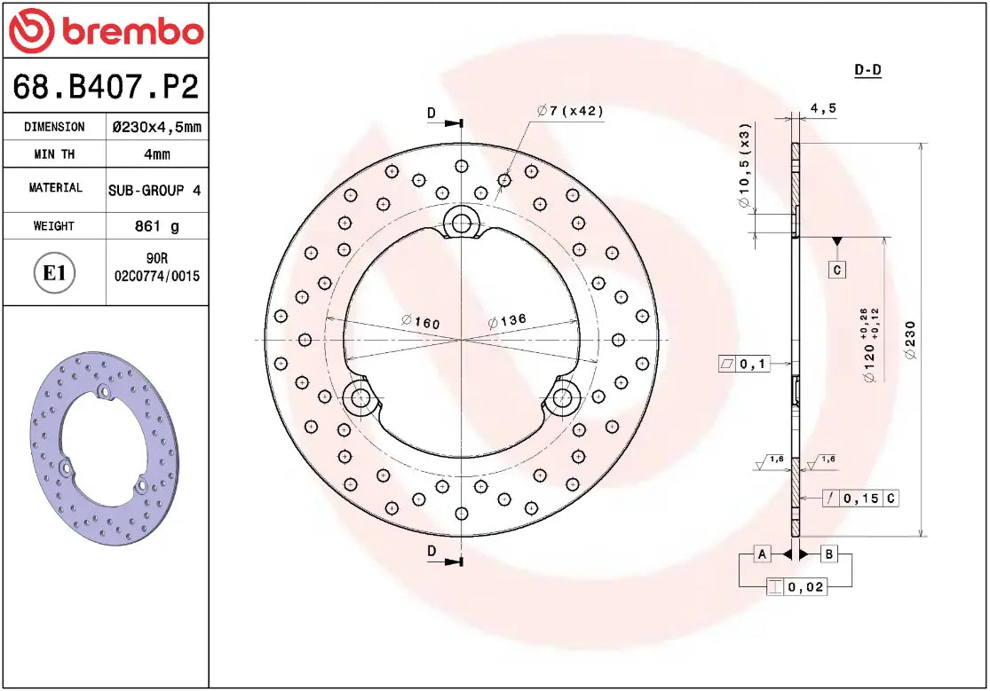 Brembo Serie Oro Prime Line Fixed Brake Rotor