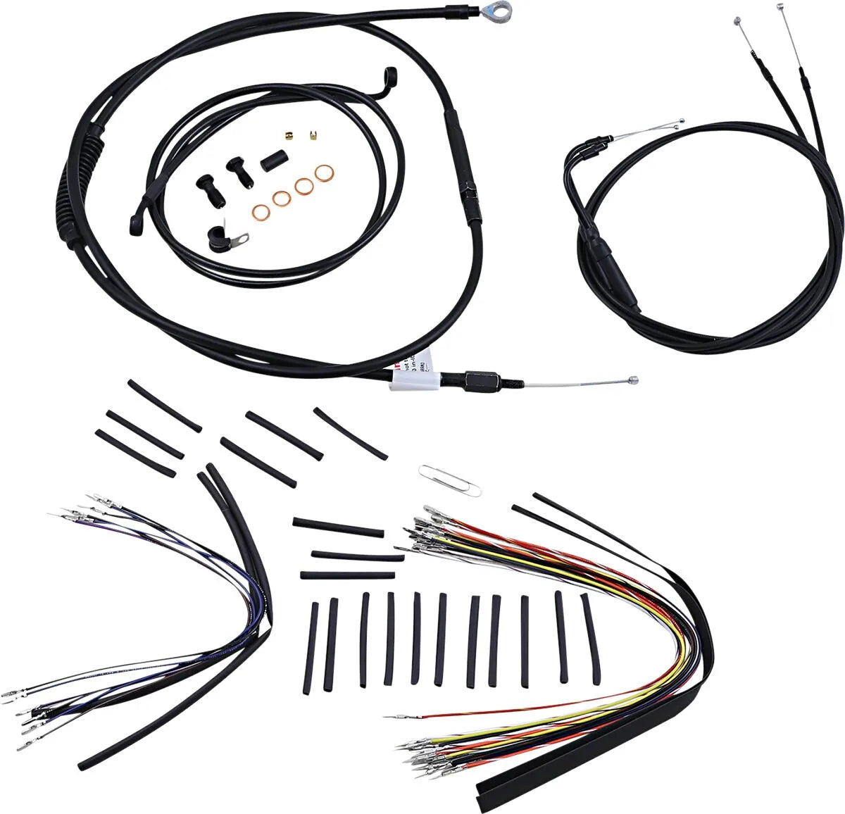 Burly Brand Black Vinyl Handlebar Cable/Line Kit for Ape Hangers