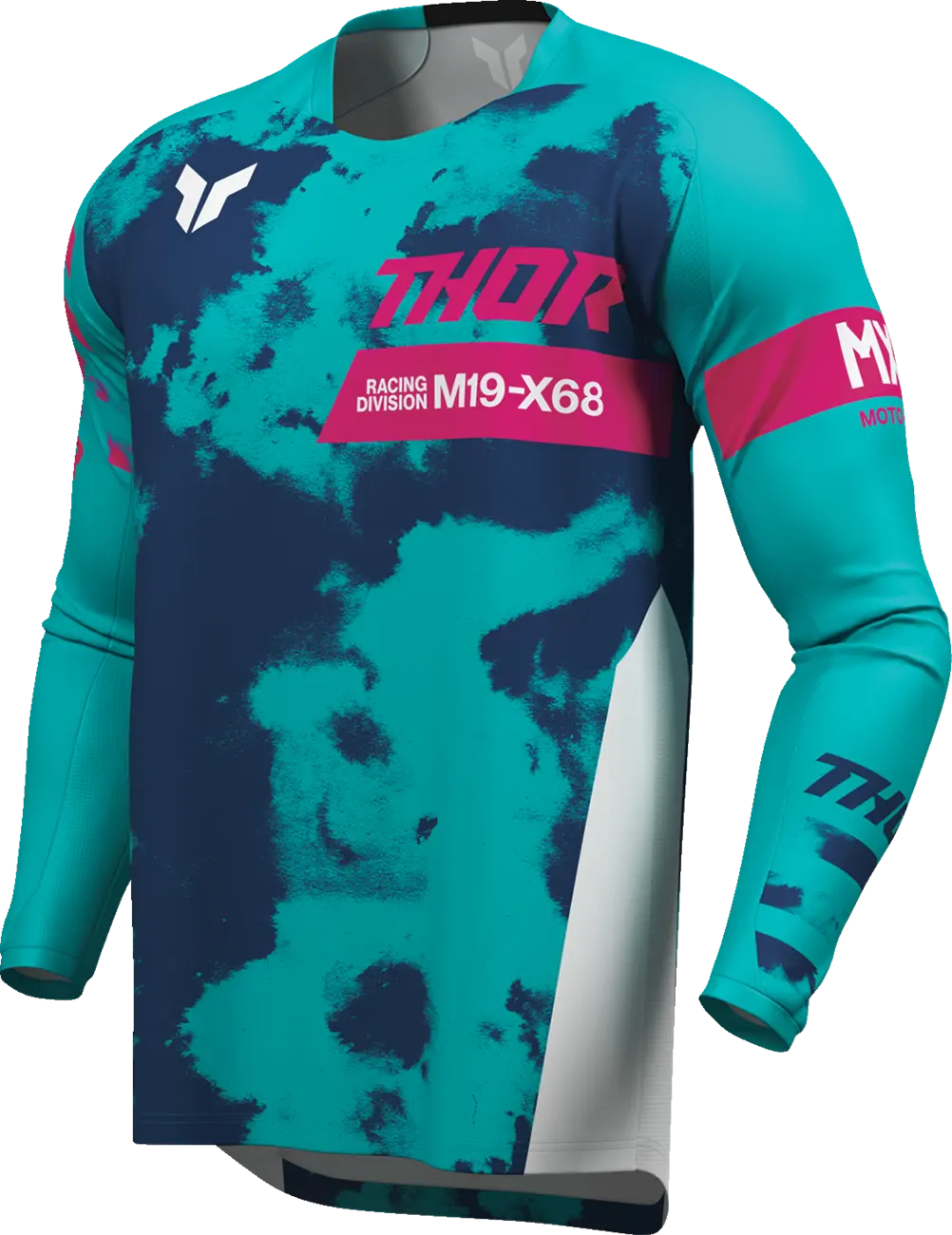 Thor Launchmode Bleach Motocross Jersey - Blue/Pink/White/Aqua