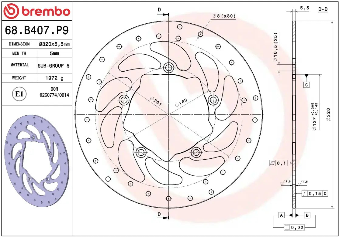 Brembo Serie Oro Fixed Brake Rotor Prime Line