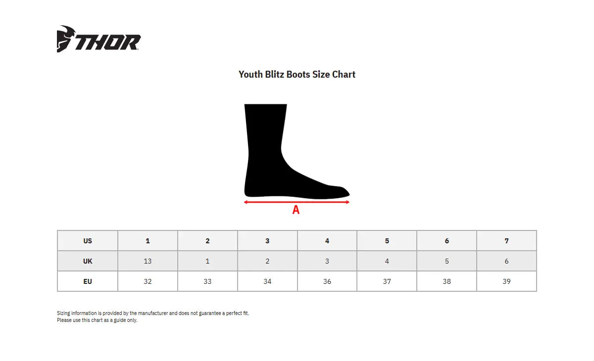 Thor Youth Blitz Xr Boots Black/white Us 1