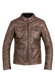 John Doe Drifter Leather Jacket For Men - Brown