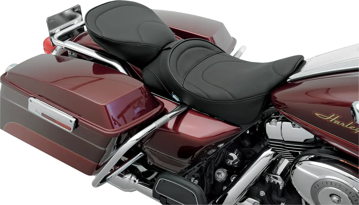 Drag Specialties Pillion Pad - Black Leather - For Harley Davidson