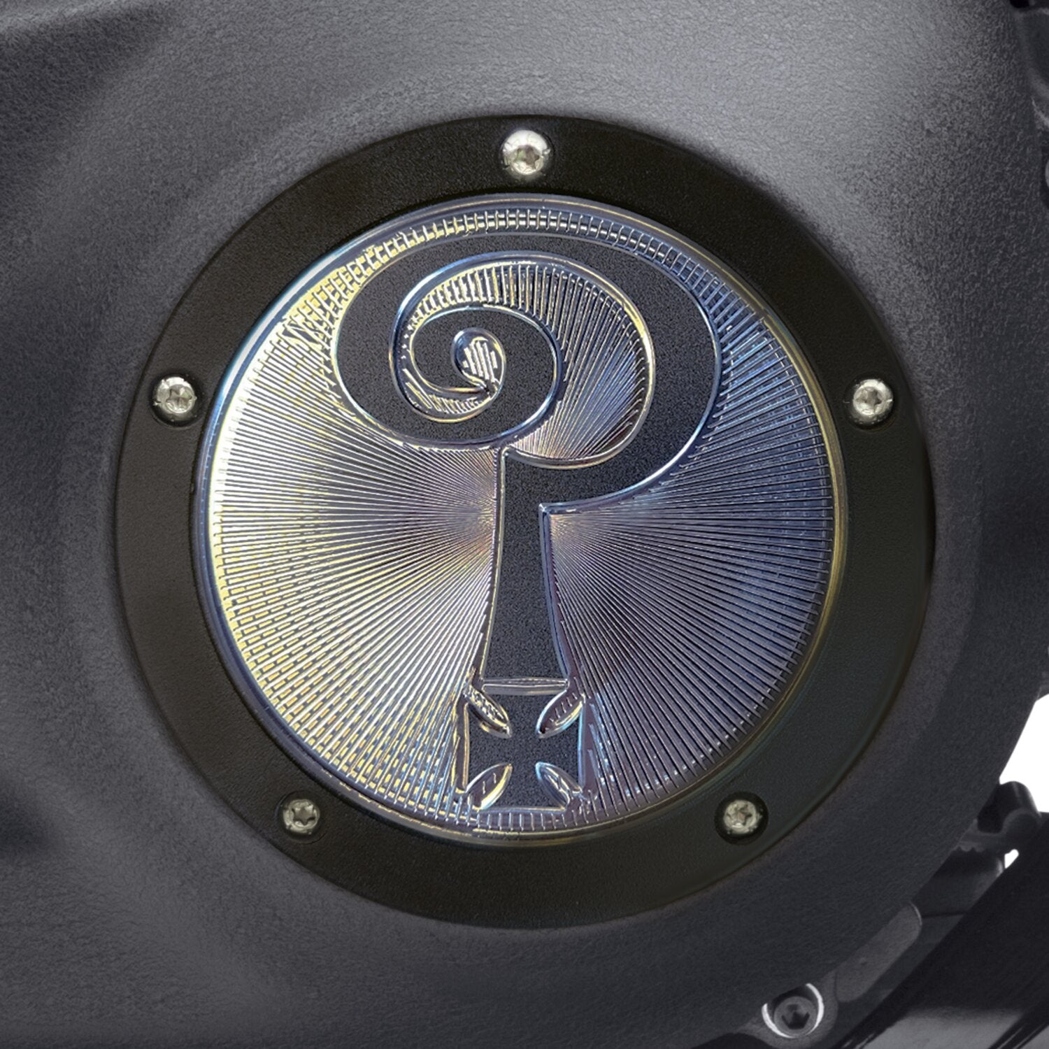 Indian Larry Motorcycles Indian Larry 'Question Mark' derby cover - Matte black/clear