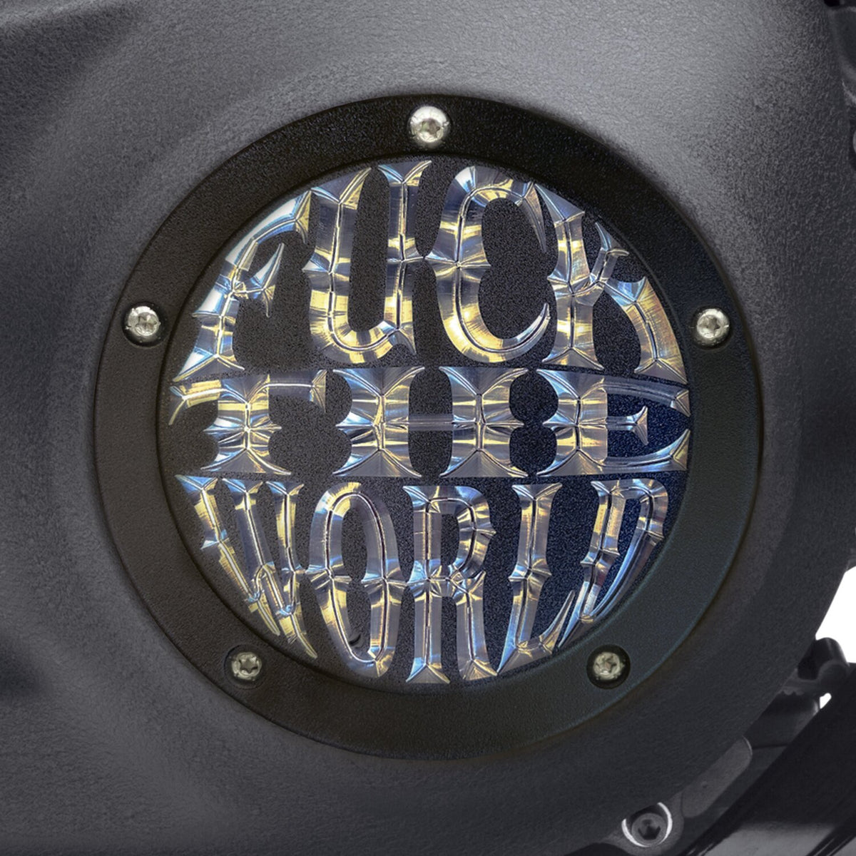 Indian Larry Motorcycles Indian Larry 'FTW' derby cover - Matte black/clear