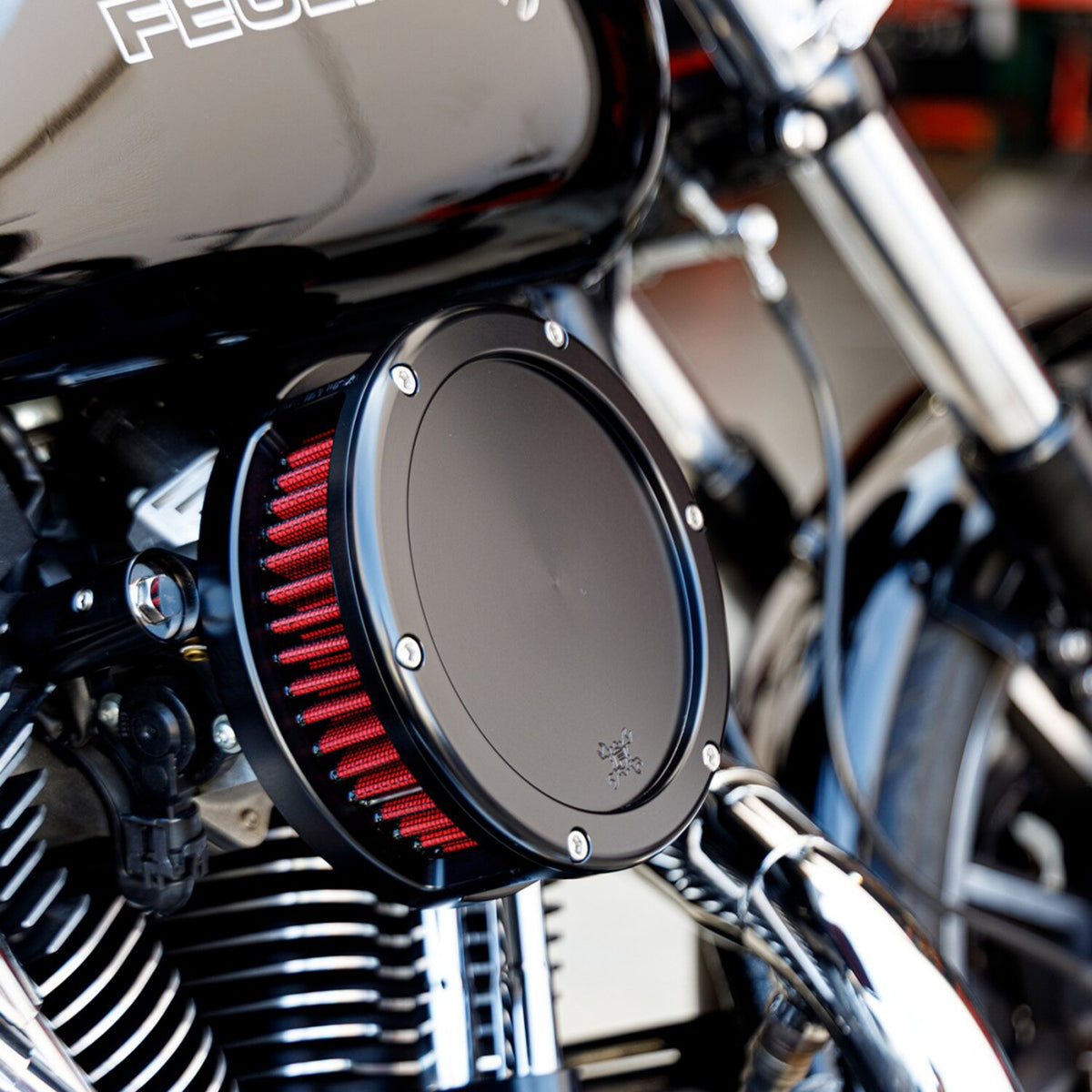 Feuling BA Air Cleaner Kit Slim Black Finish Red Filter