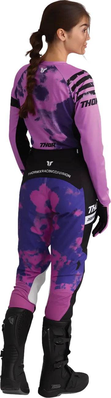 Thor Women's Launchmode Bleach Motocross Pants - Black/Purple/White