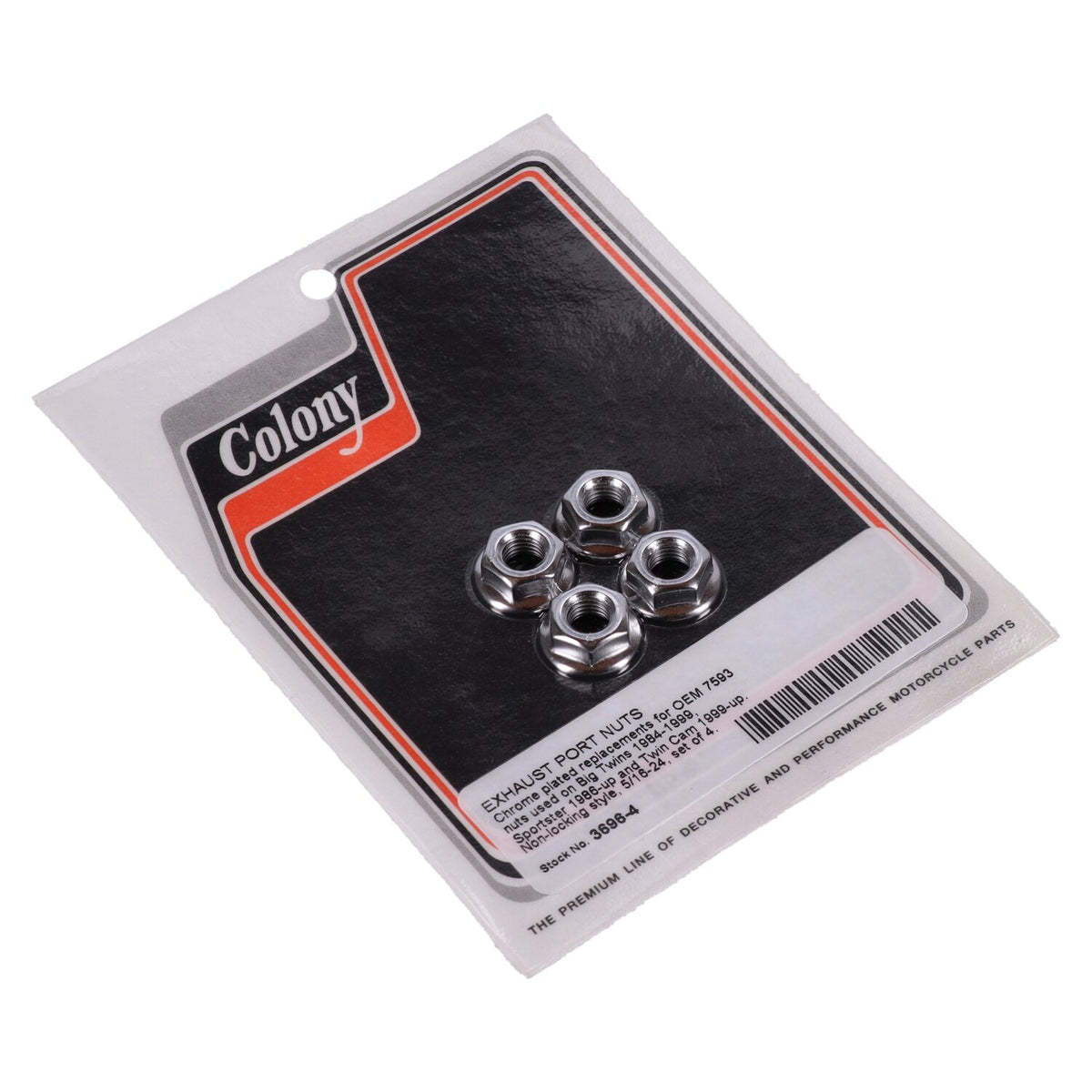 Colony 5/16-24 Exhaust port nut non locking - Chrome