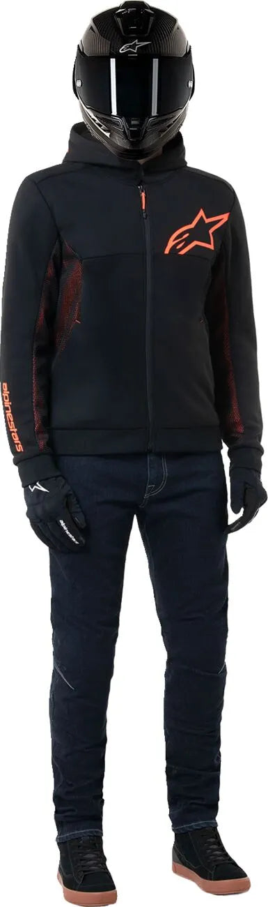 Alpinestars Chrome Air Sport Hoodie - Black/Red Fluo