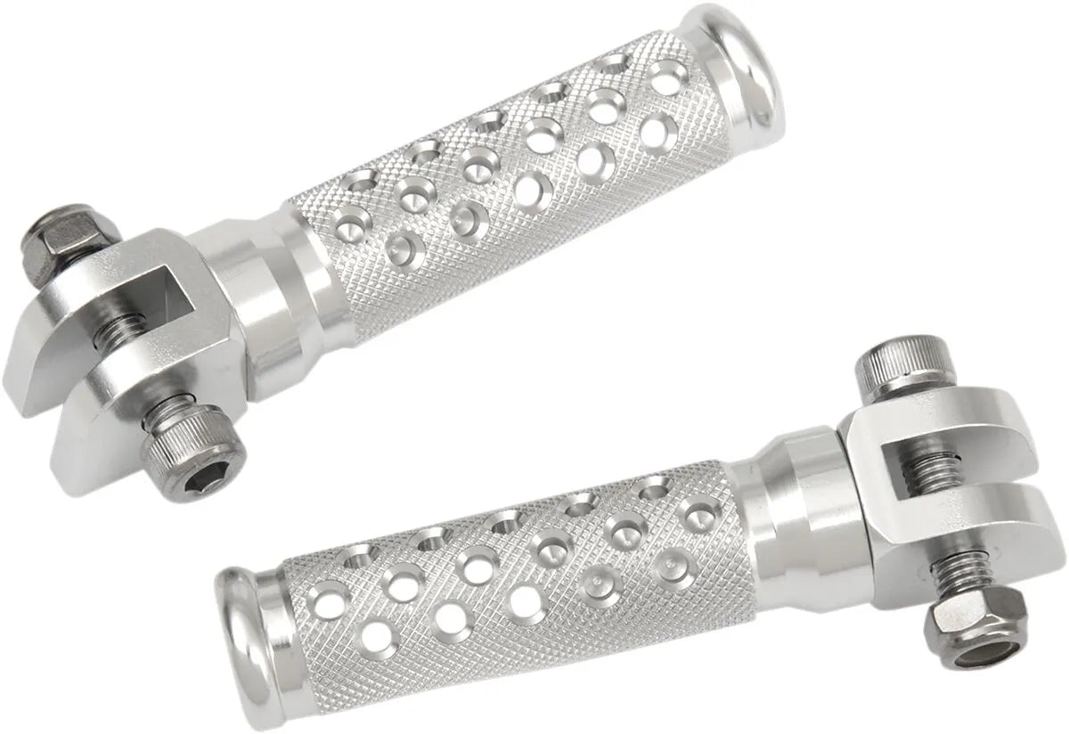 Emgo Slash-cut Foot Pegs - Silver Aluminum