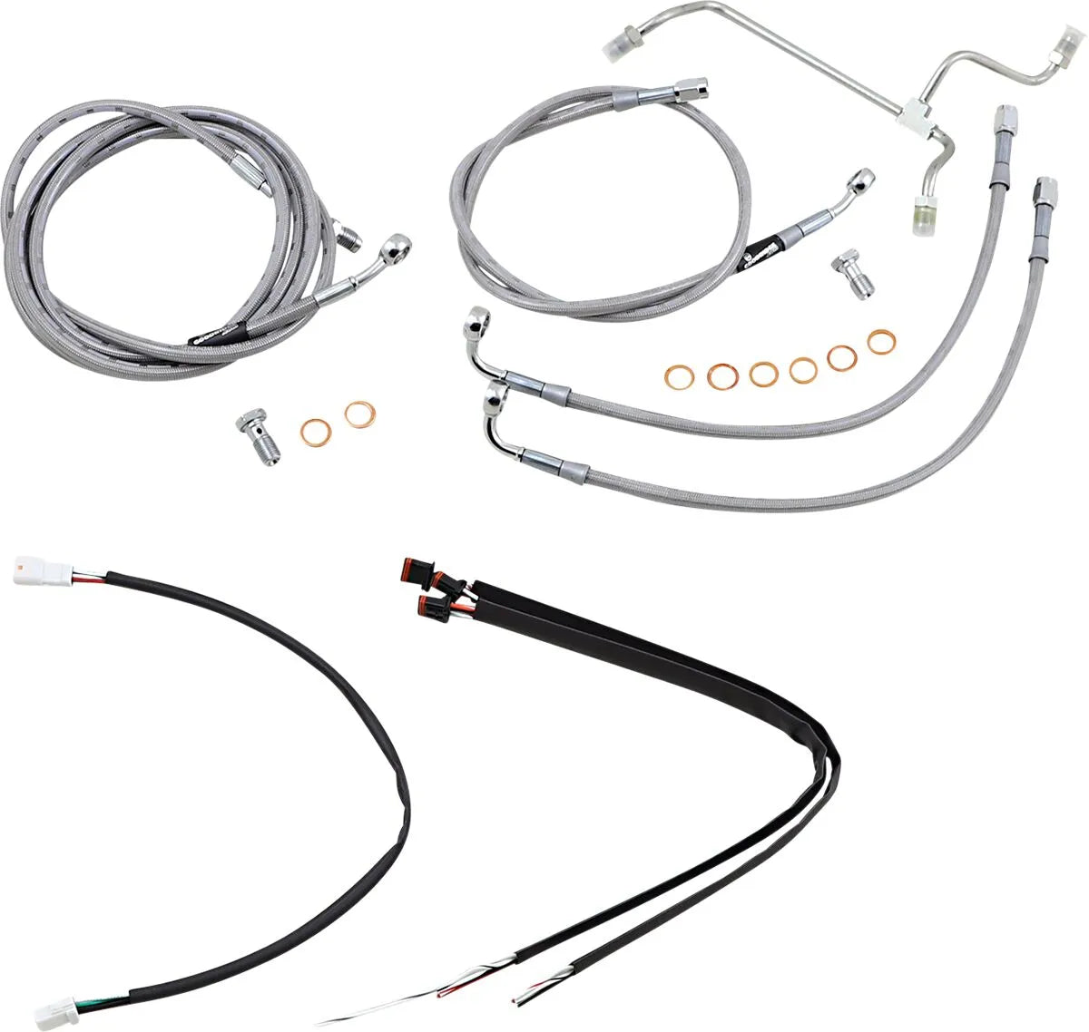 BURLY BRAND Stainless Braided Handlebar Cable Kit for Ape Hangers