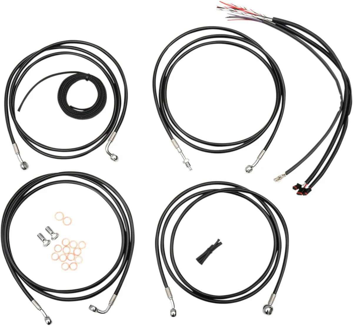 LA CHOPPERS Black Vinyl Braided Handlebar Cable Kit