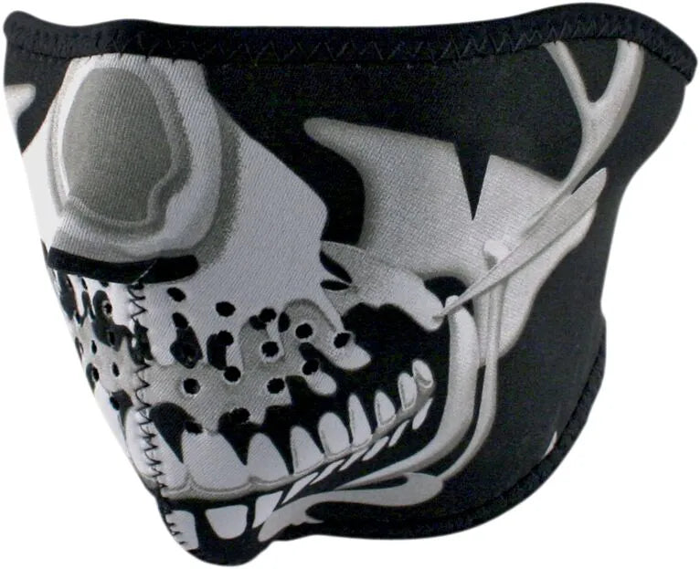 Zan Headgear Neoprene Half Mask Chrome Skull