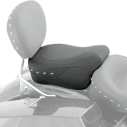 Mustang Wide Rear Seat - Studded Black Vinyl - For Harley Davidson