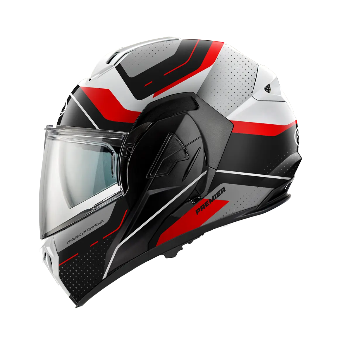 Premier Helmets X-charger Modular Helmet - Black/gray/red/white