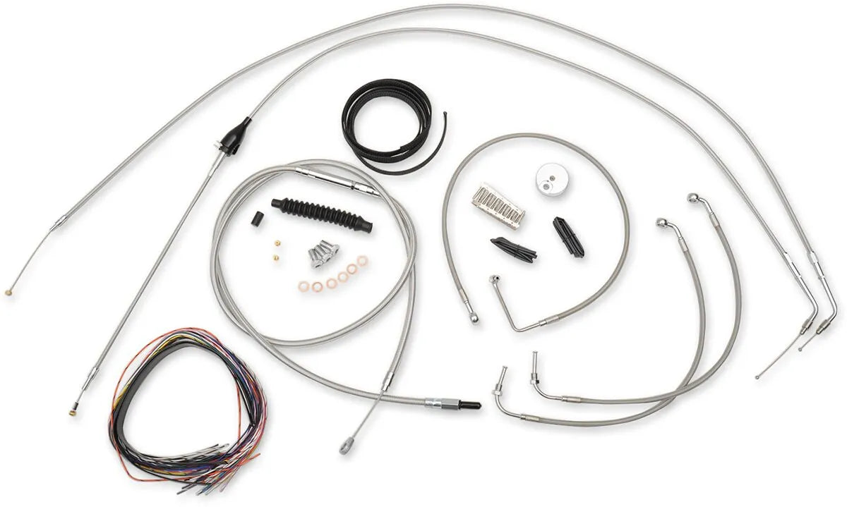LA CHOPPERS Complete Stainless Braided Cable Kit for 12"-14" Bars