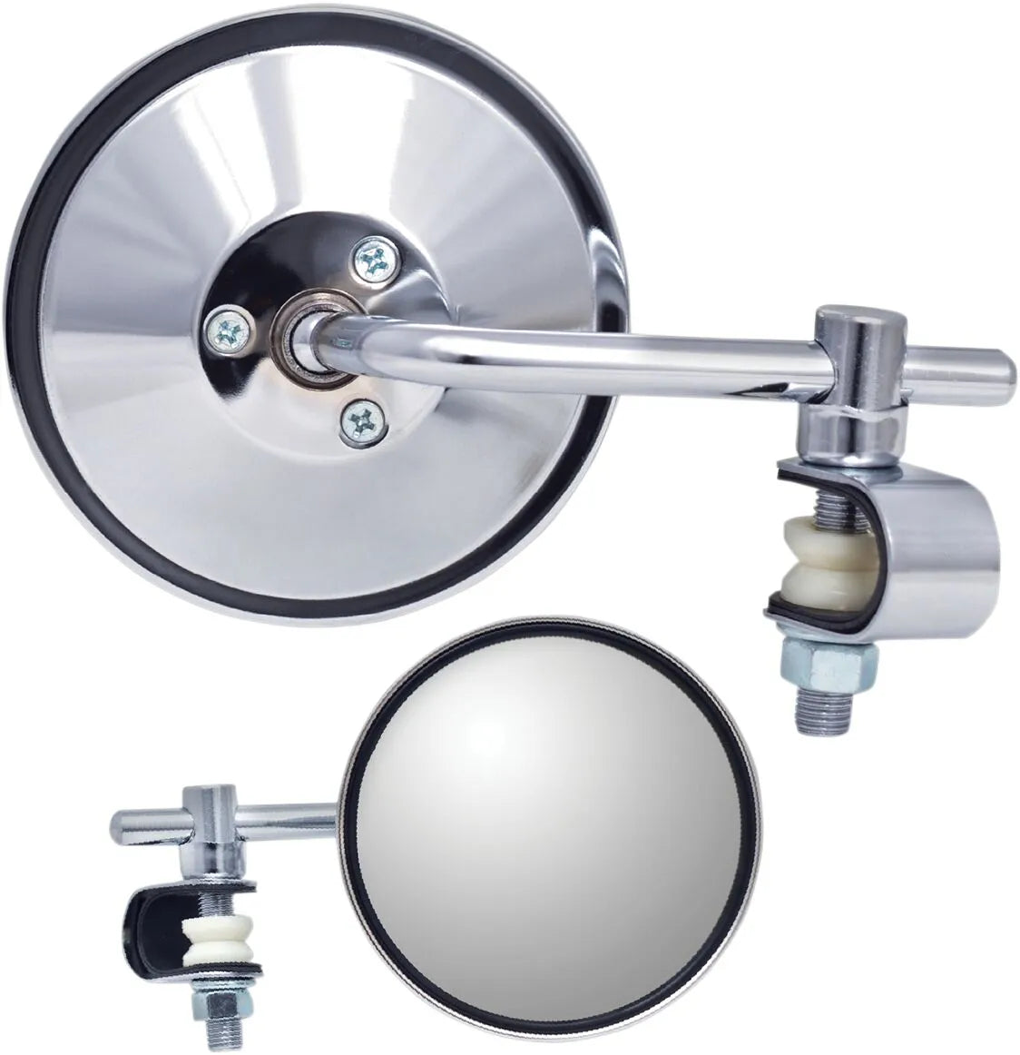 Parts Unlimited Clamp-on Mirror - Stainless Steel