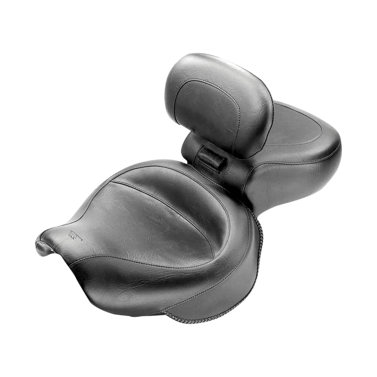 Mustang 1-piece 2-up wide touring vintage seat plain black